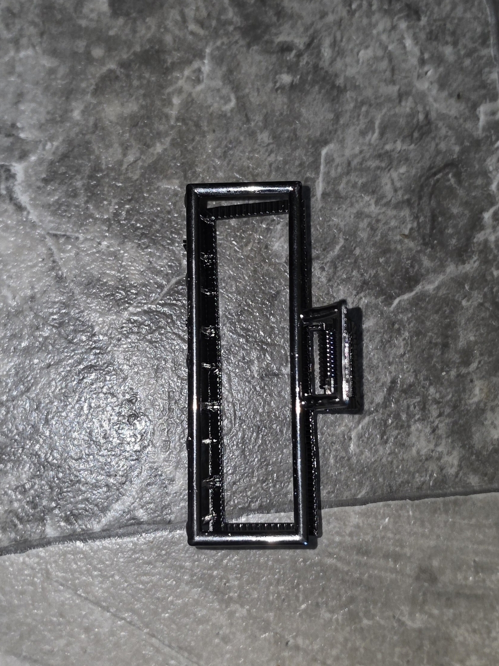 Rectangular Metal Hair Claw Clip With Open Geometric Frame Design In Gunmetal